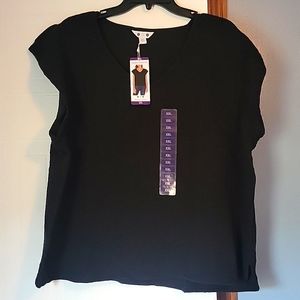 🆕️ Three Dots Women's Short sleeved Black top Size XXL